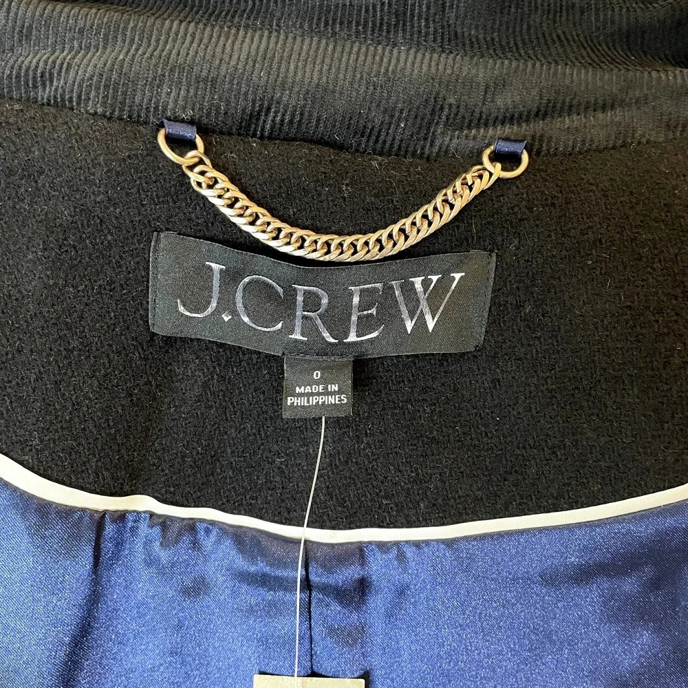 J.Crew Stowe Parka Italian Wool Coat Stadium Midi Hood City Classic CD571 Black